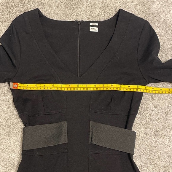 Three Dots Black V Neck Long Sleeve Bodycon Dress Large Pre-owned - Picture 8 of 9